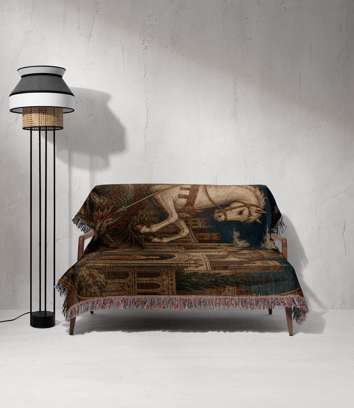 CalmNestStyle Saint George Before the Church jacquard woven blanket