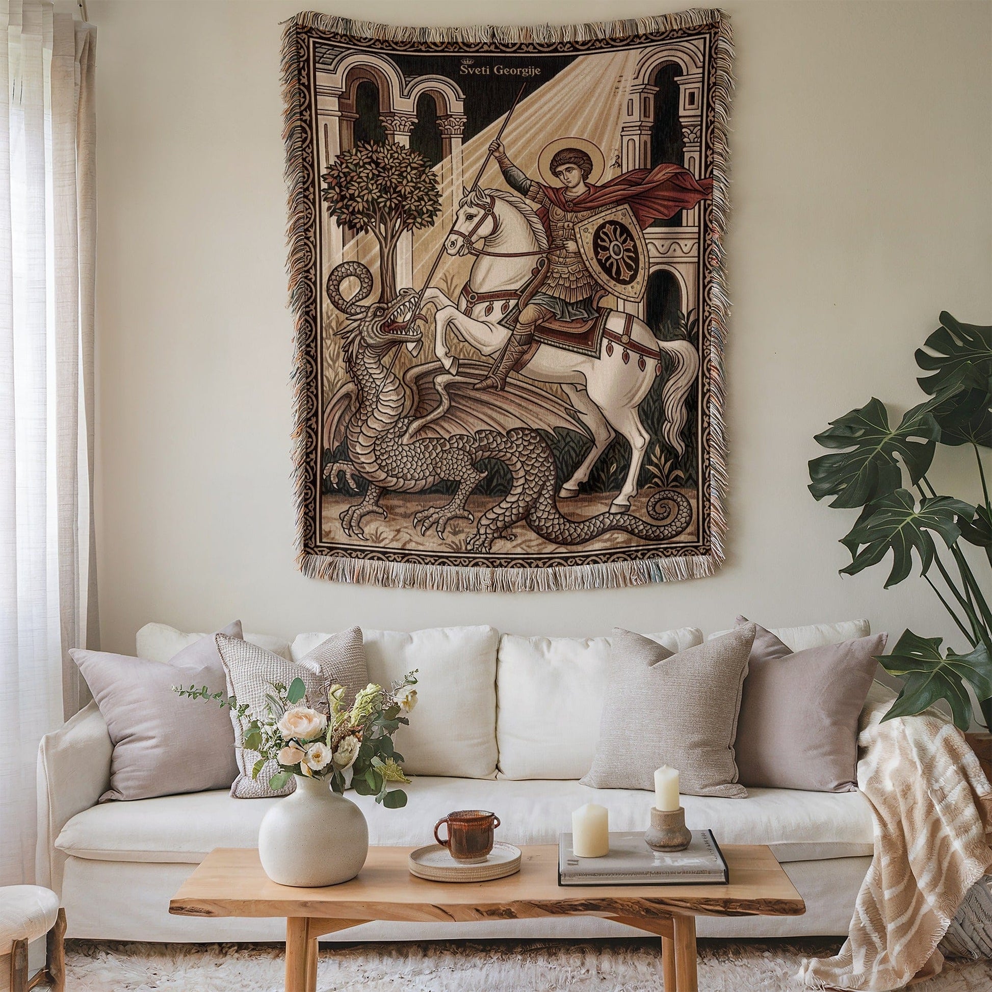 Saint George and Dragon Medieval Tapestry Wall Art