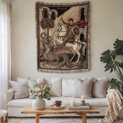 Saint George and Dragon Medieval Tapestry Wall Art