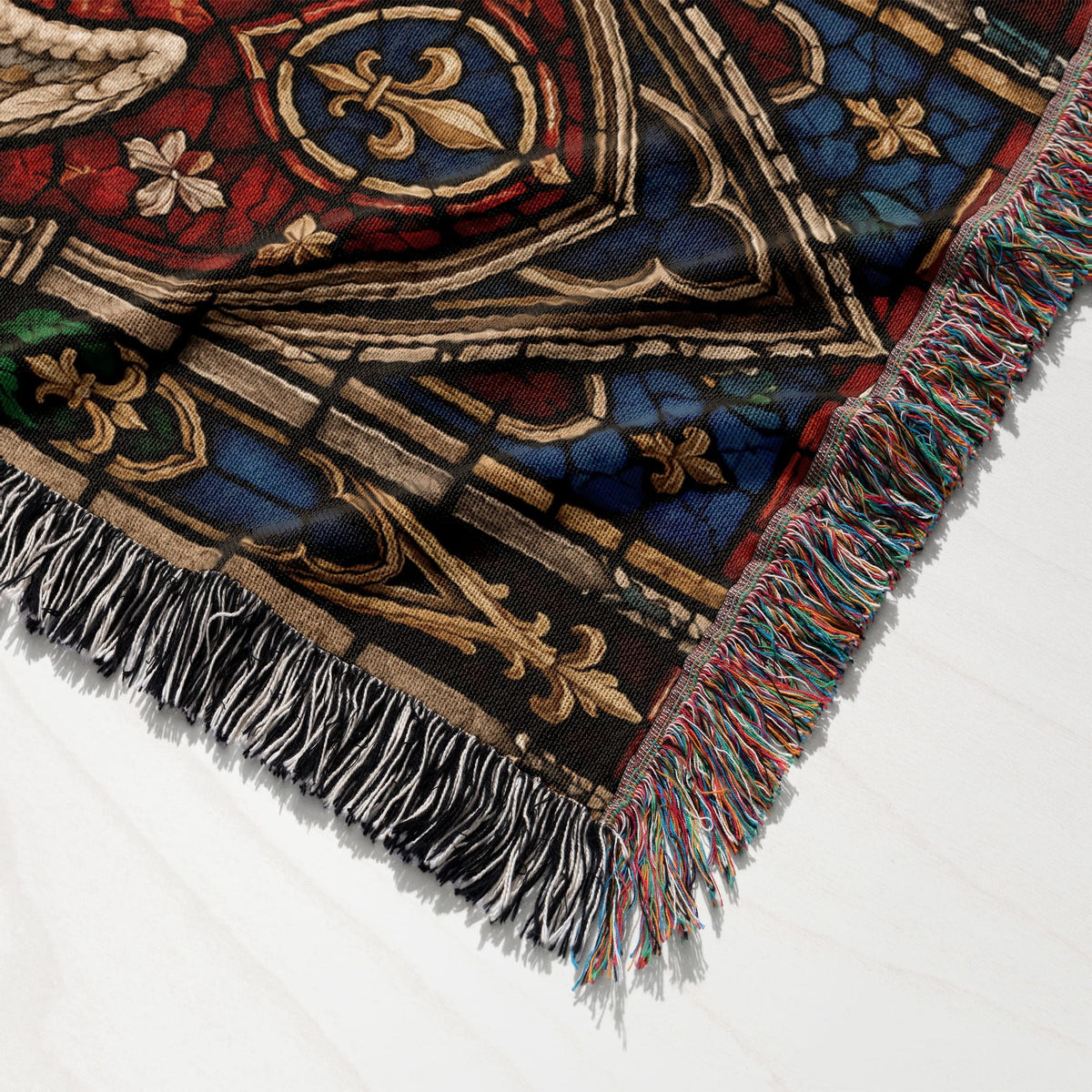 CalmNestStyle Saint Michael Stained Glass Prayer jacquard woven blanket