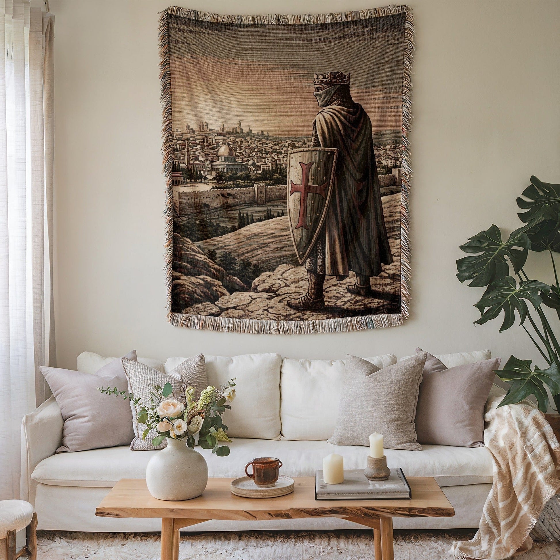 Medieval Cityscape Knight Wall Tapestry Home Decor