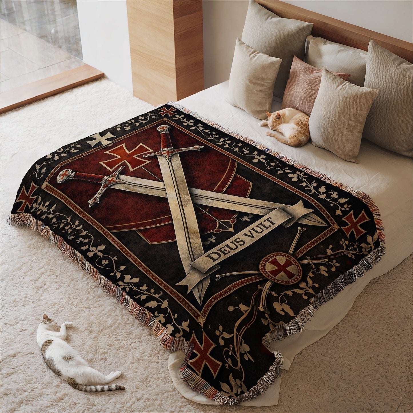 Deus Vult Medieval Knights Swords Blanket Product