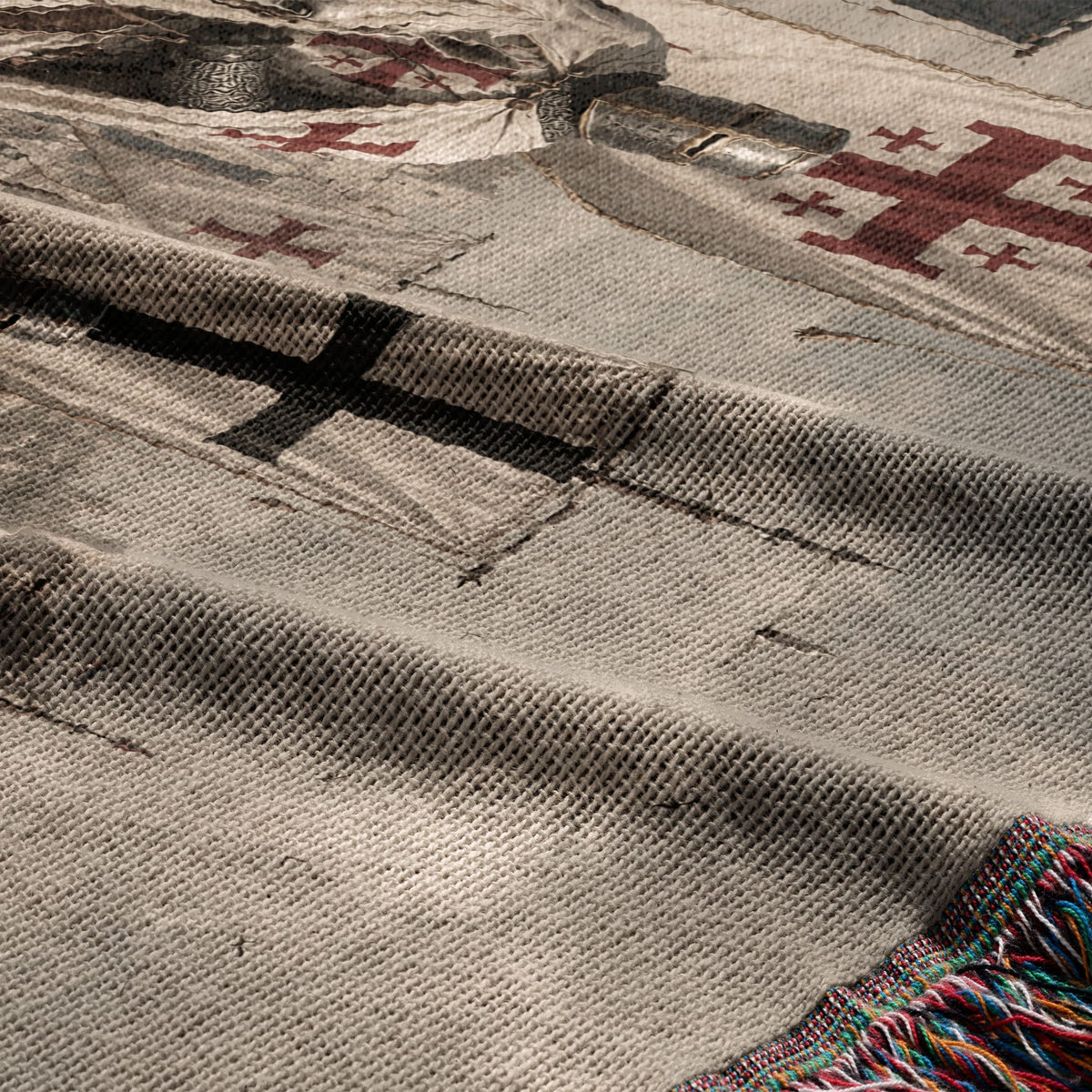 MyDesigns Medieval Tapestry Blanket – Military Orders March Woven Throw, Templar Hospitaller Teutonic Banners jacquard woven blanket
