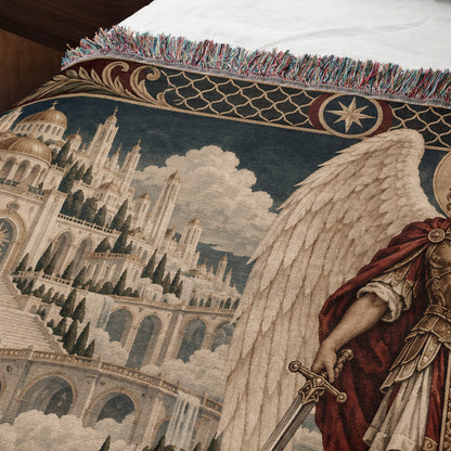 CalmNestStyle Saint Michael and His Knights jacquard woven blanket