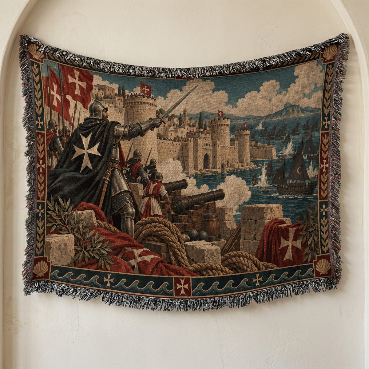 CalmNestStyle Knights of Malta Defending the Fortress Woven Blanket jacquard woven blanket