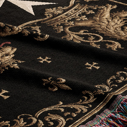 CalmNestStyle Order of Saint John Hospitallers Fleur de Lis Crest Woven Blanket jacquard woven blanket