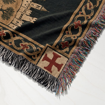 CalmNestStyle Crusader Jerusalem Round Map I Under the Star jacquard woven blanket