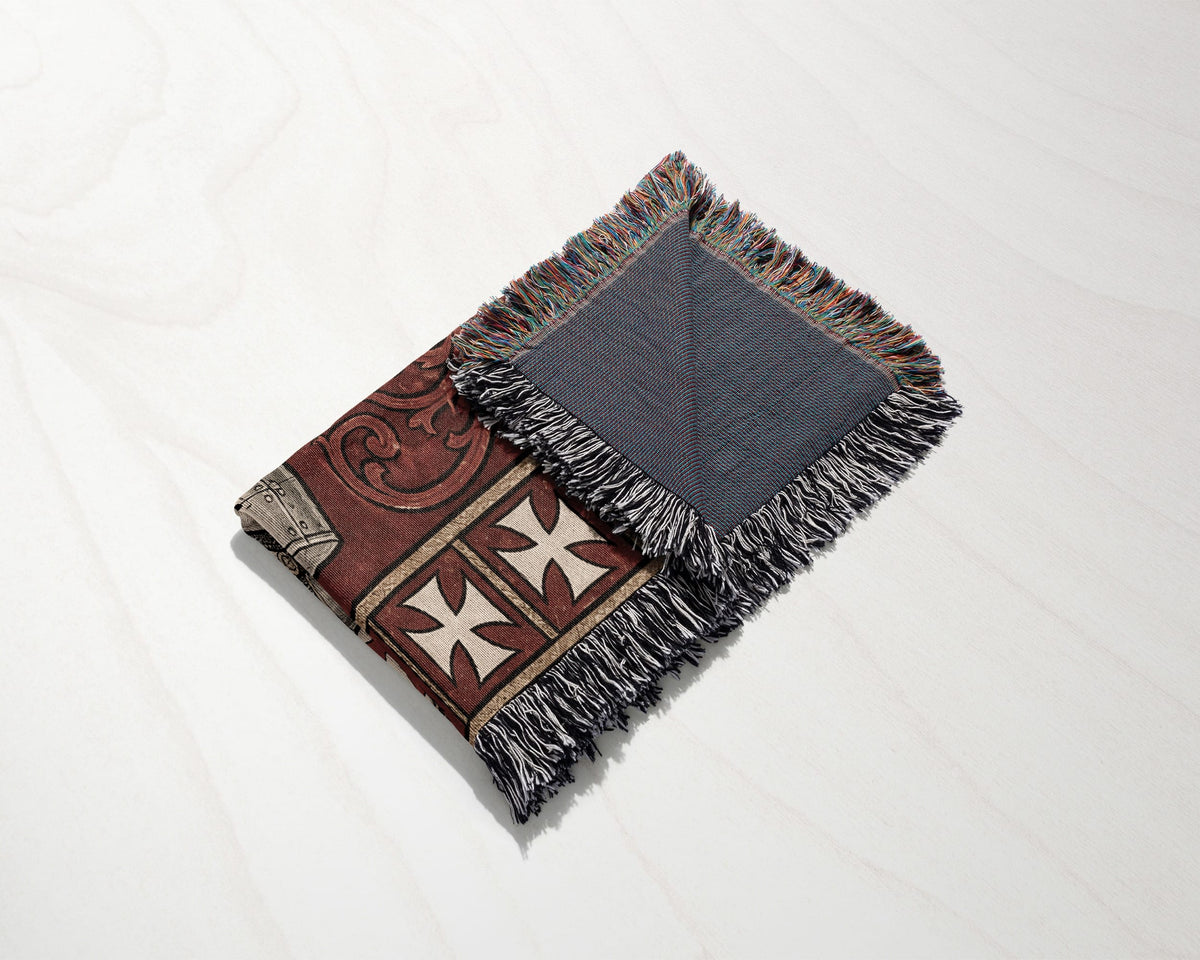 MyDesigns Knight Duel Woven Blanket – Knights Templar Sword Fight Medieval Throw jacquard woven blanket