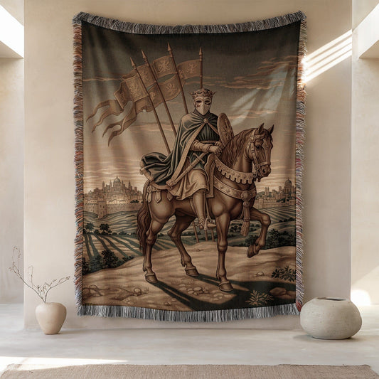 Medieval Knight Tapestry Featuring Equestrian Design