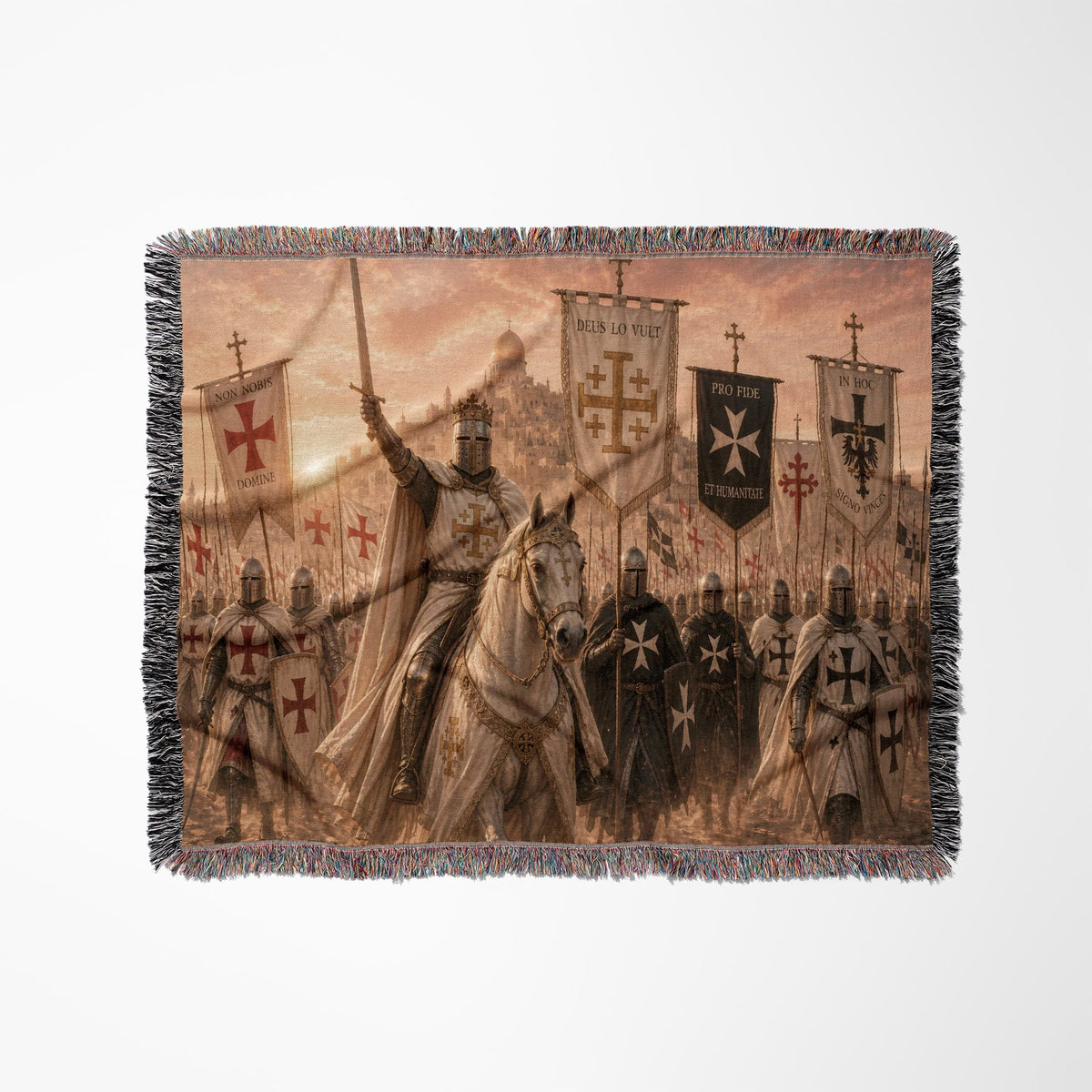 CalmNestStyle Deus Lo Vult The Crusader Host jacquard woven blanket