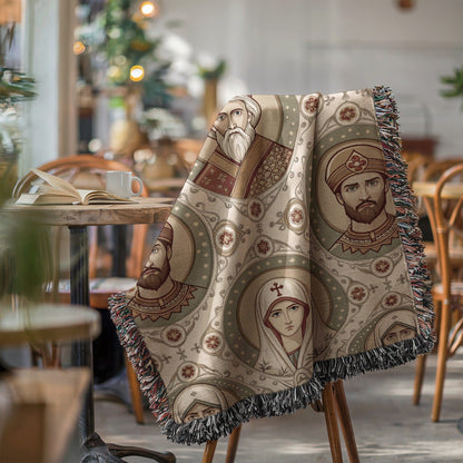 Religious Art Blanket Depicting Saintly Figures Blanket