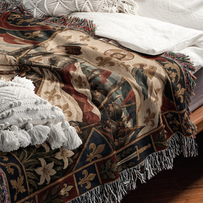 CalmNestStyle Joan of Arc and the Lily Banner jacquard woven blanket