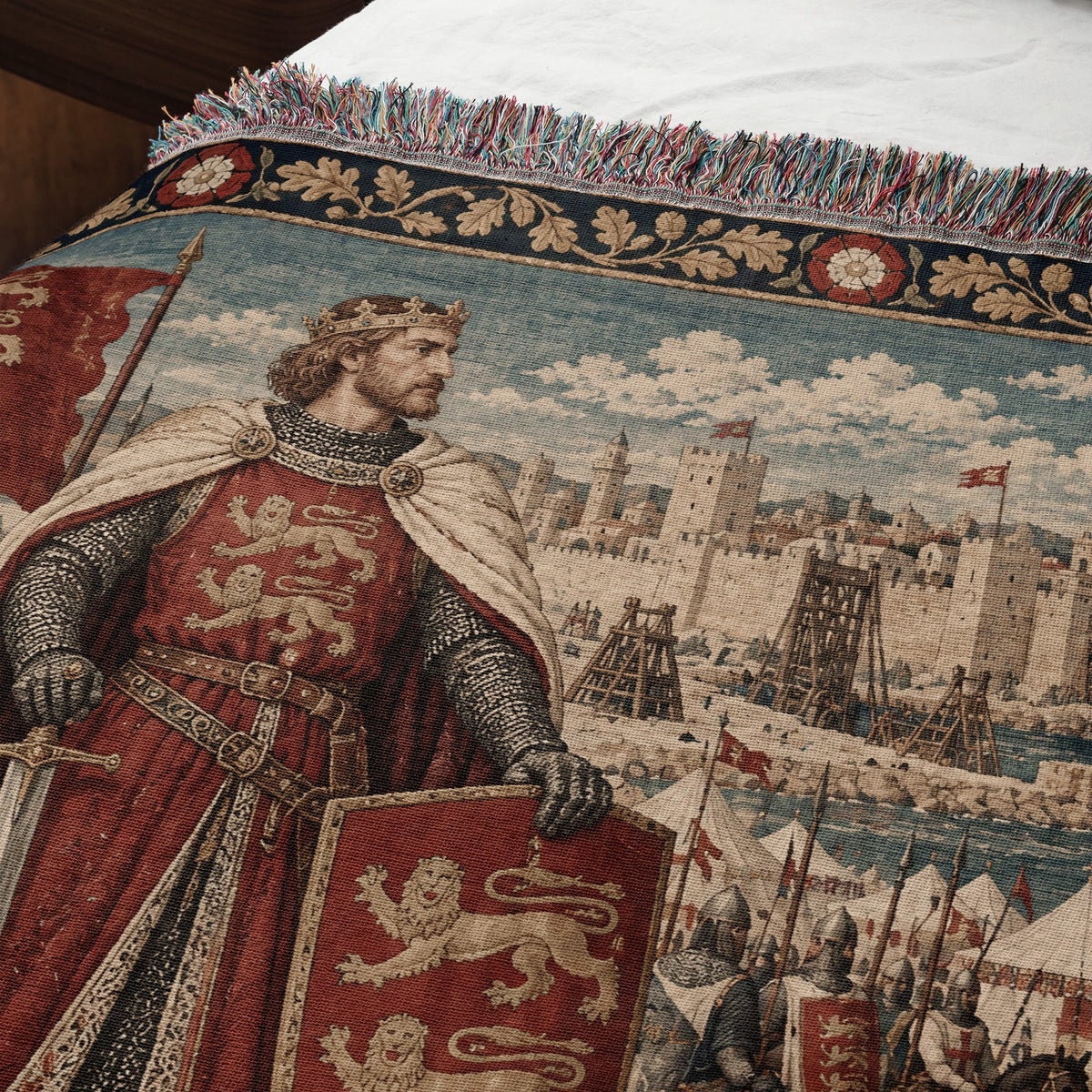 CalmNestStyle Richard the Lionheart Crusader King jacquard woven blanket