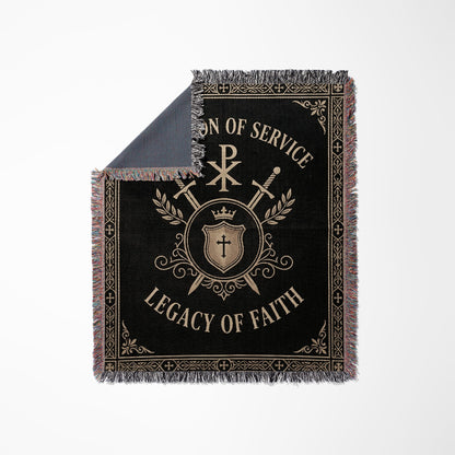 CalmNestStyle Tradition of Service Legacy of Faith Chi-Rho Woven Blanket jacquard woven blanket