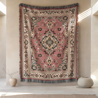 Vintage-Inspired Geometric Floral Fringe Wall Tapestry