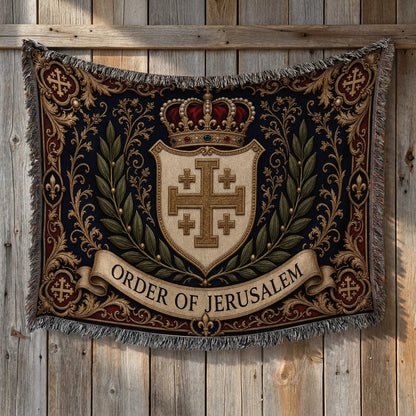 CalmNestStyle Order of Jerusalem Crest I Royal Navy jacquard woven blanket