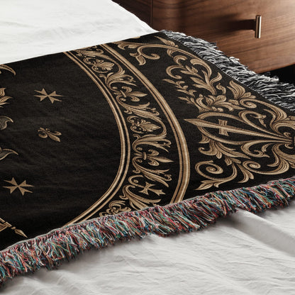 CalmNestStyle Order of Saint John Hospitallers Round Medallion Crest Woven Blanket jacquard woven blanket