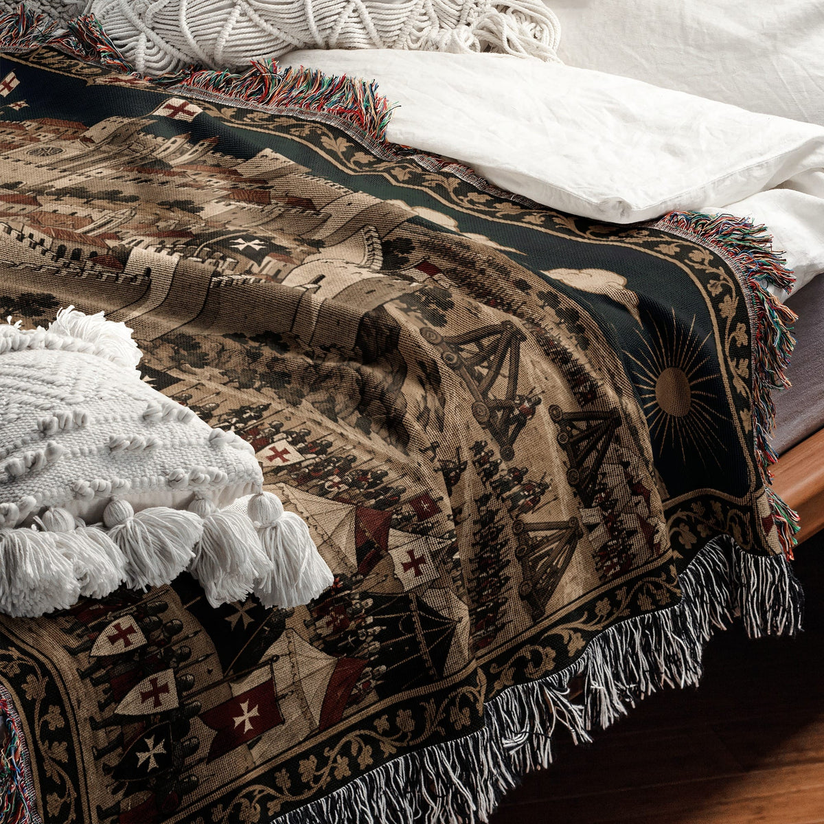 CalmNestStyle Crusader Harbor Siege I Camp Before the Walls jacquard woven blanket