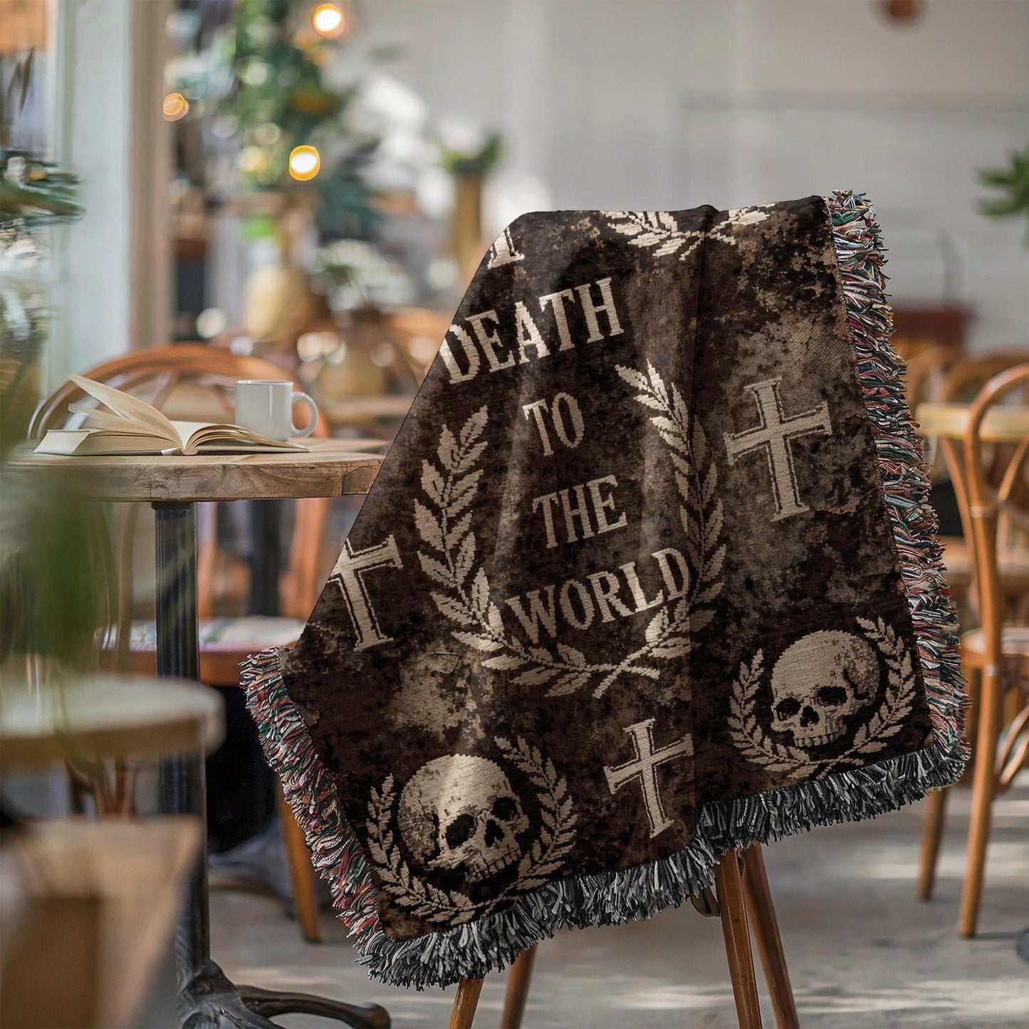 Death to the World Skull and Crosses blanket