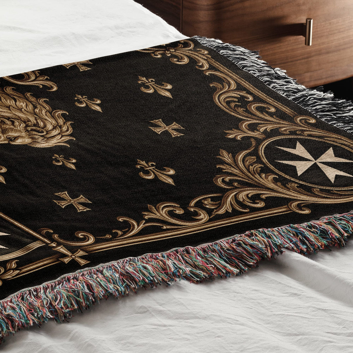 CalmNestStyle Order of Saint John Hospitallers Corner Cross Crest Woven Blanket jacquard woven blanket