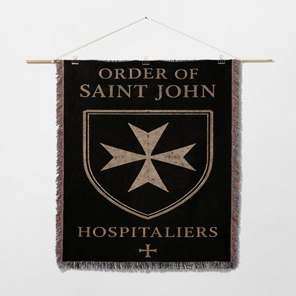 CalmNestStyle Order of Saint John Woven Blanket – Hospitaller Cross jacquard woven blanket