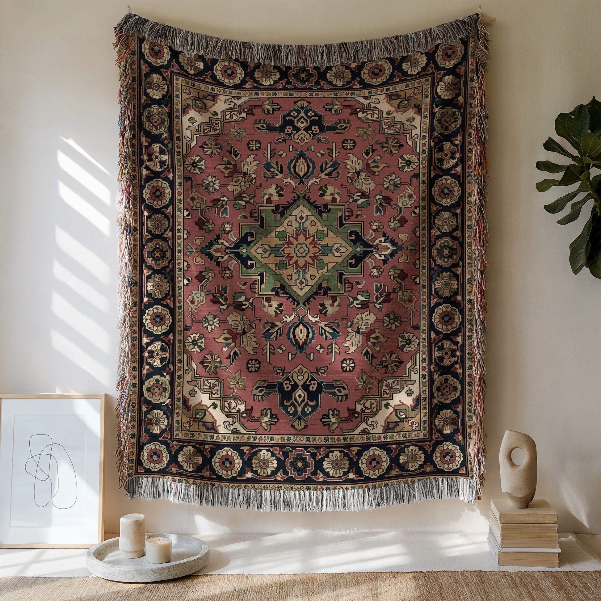 Intricate Floral Tapestry with Geometric Centerpiece