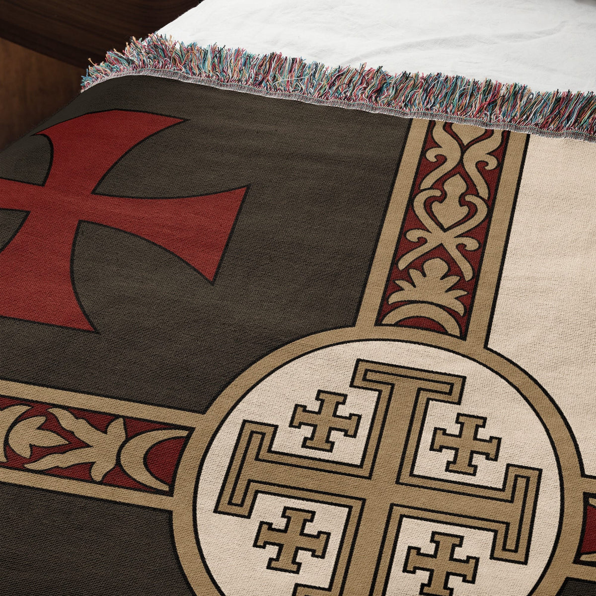 MyDesigns Ancient Orders I Charcoal jacquard woven blanket