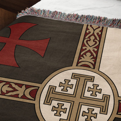 MyDesigns Ancient Orders I Charcoal jacquard woven blanket