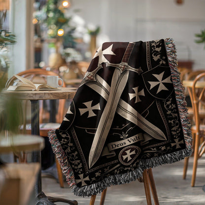 Deus Vult Decor with Swords and Crosses Design Blanket