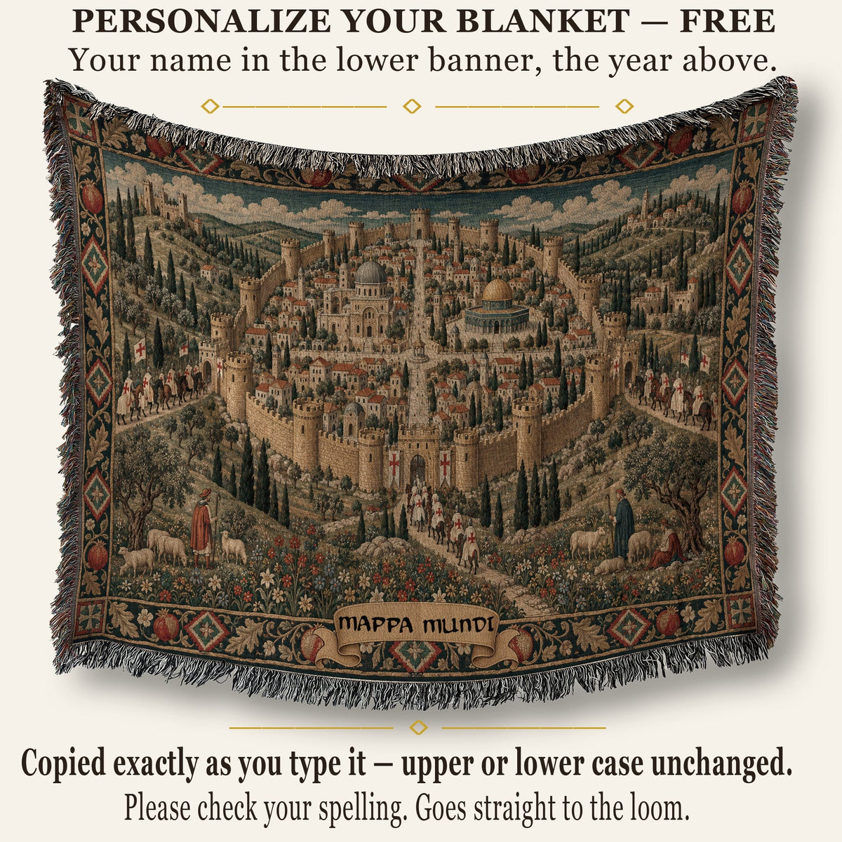 CalmNestStyle Jerusalem on the Hill I Knights and Pilgrims jacquard woven blanket