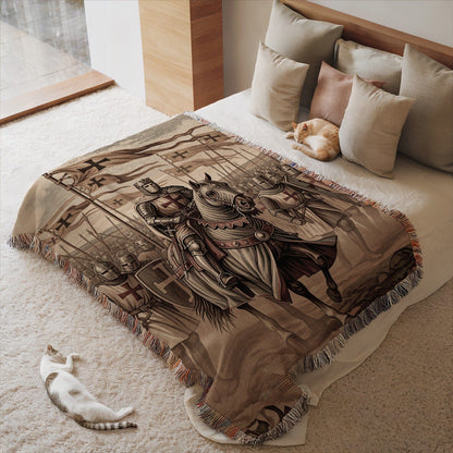 Medieval Knight and Horse with Flags Blanket