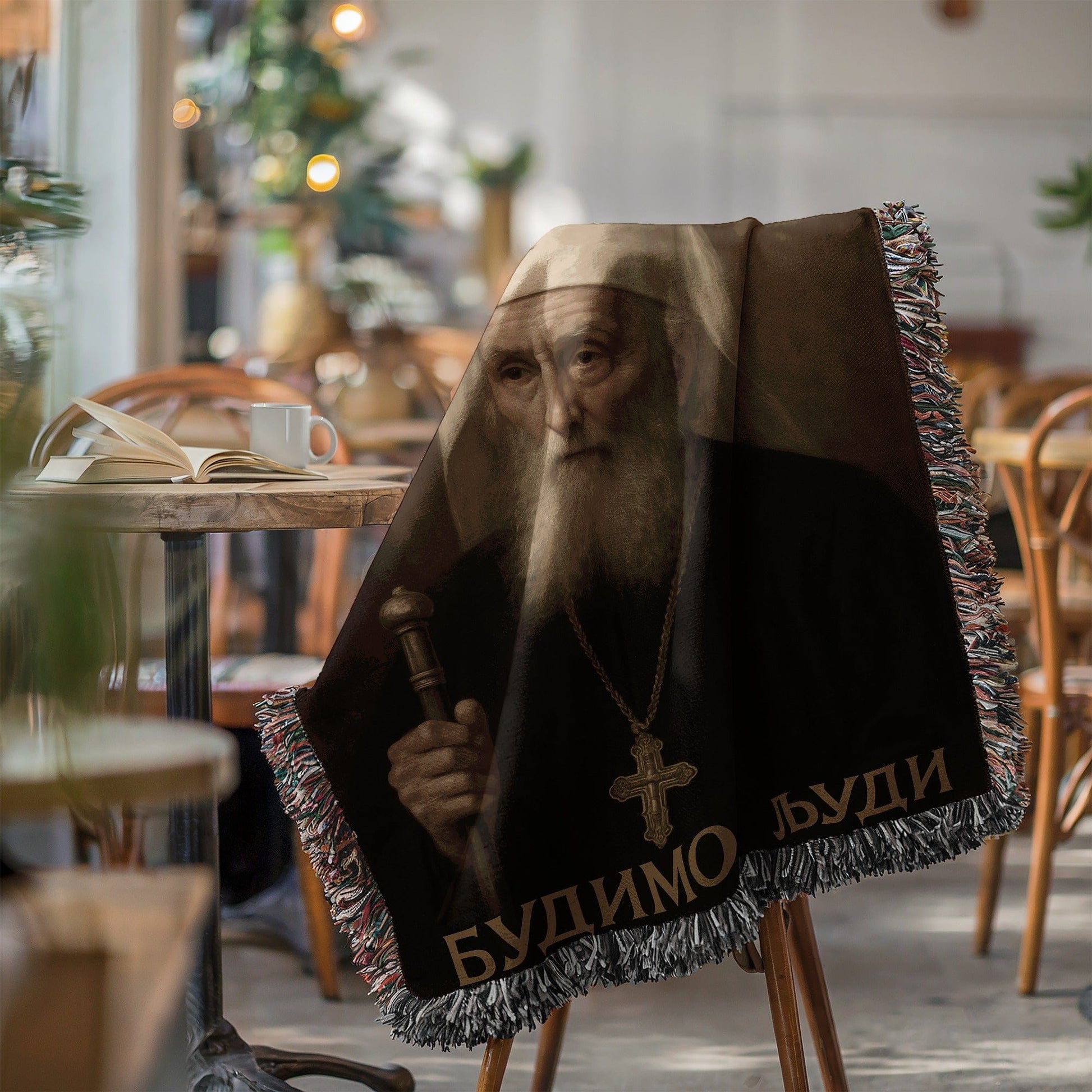 Iconic Religious Figure Woven Throw Blanket