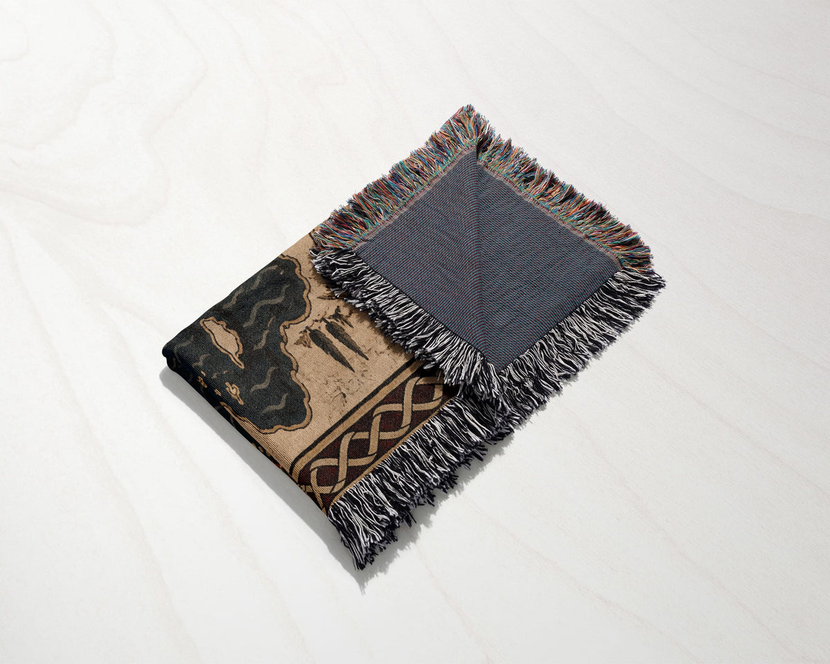 CalmNestStyle Crusader Sea Route Map I Eagle and Jerusalem Shields jacquard woven blanket