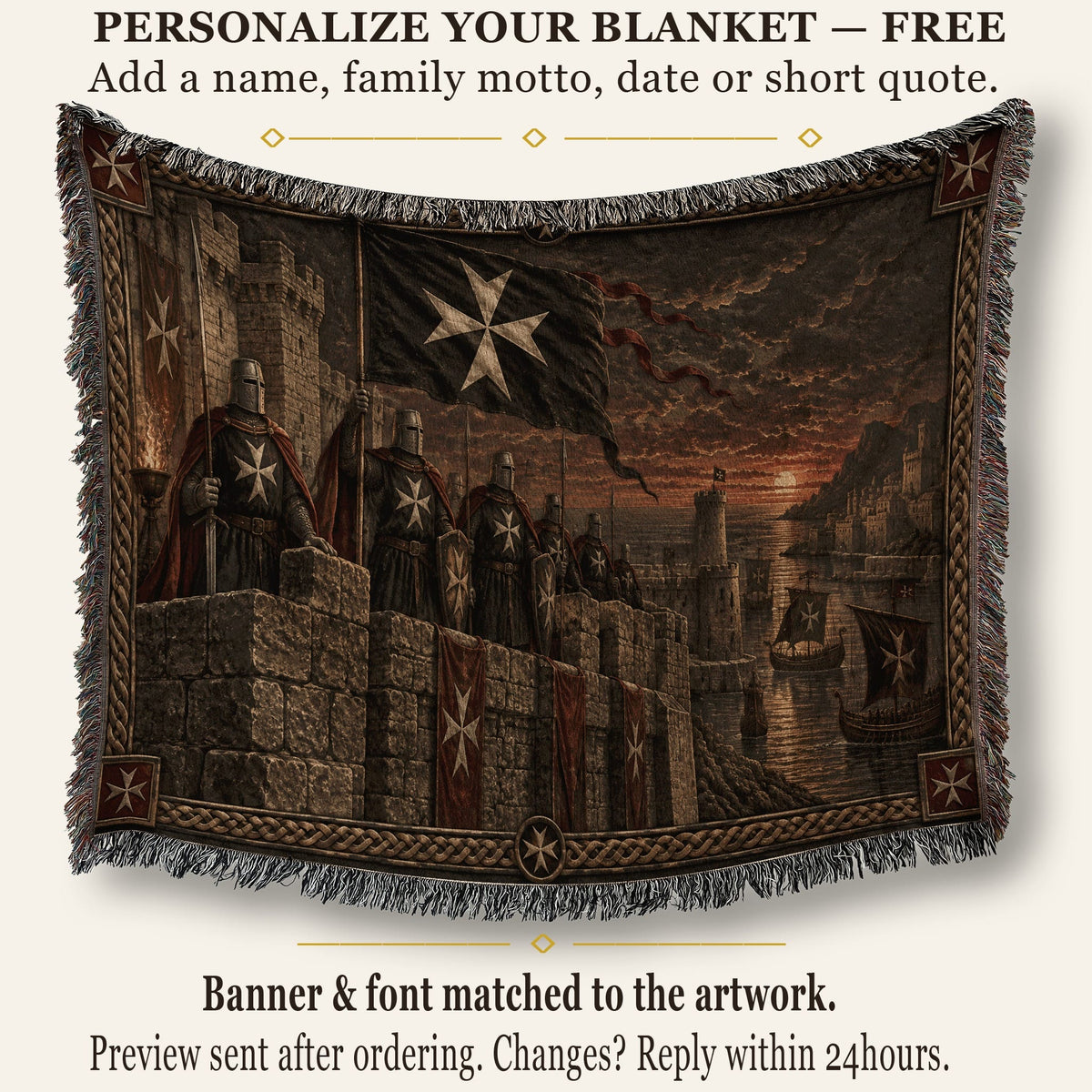 MyDesigns Hospitaller Watch – Harbour of the Galleys jacquard woven blanket