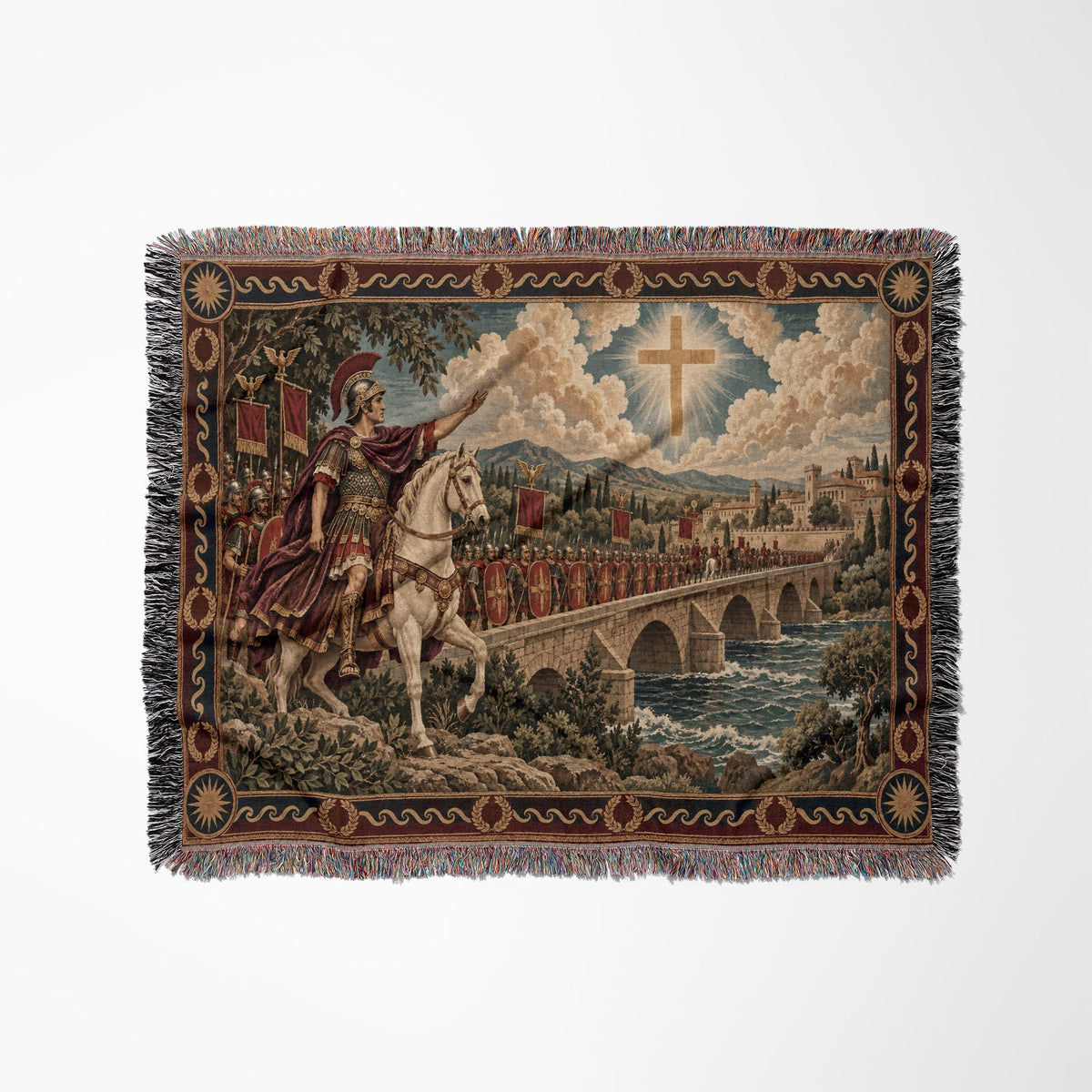 CalmNestStyle Constantine Vision of the Cross jacquard woven blanket
