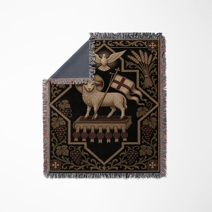 CalmNestStyle Dark Academia Lamb Icon Woven Blanket jacquard woven blanket