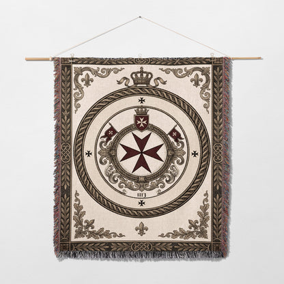 CalmNestStyle Tuitio Fidei Order of Malta Seal Sepia Woven Blanket jacquard woven blanket