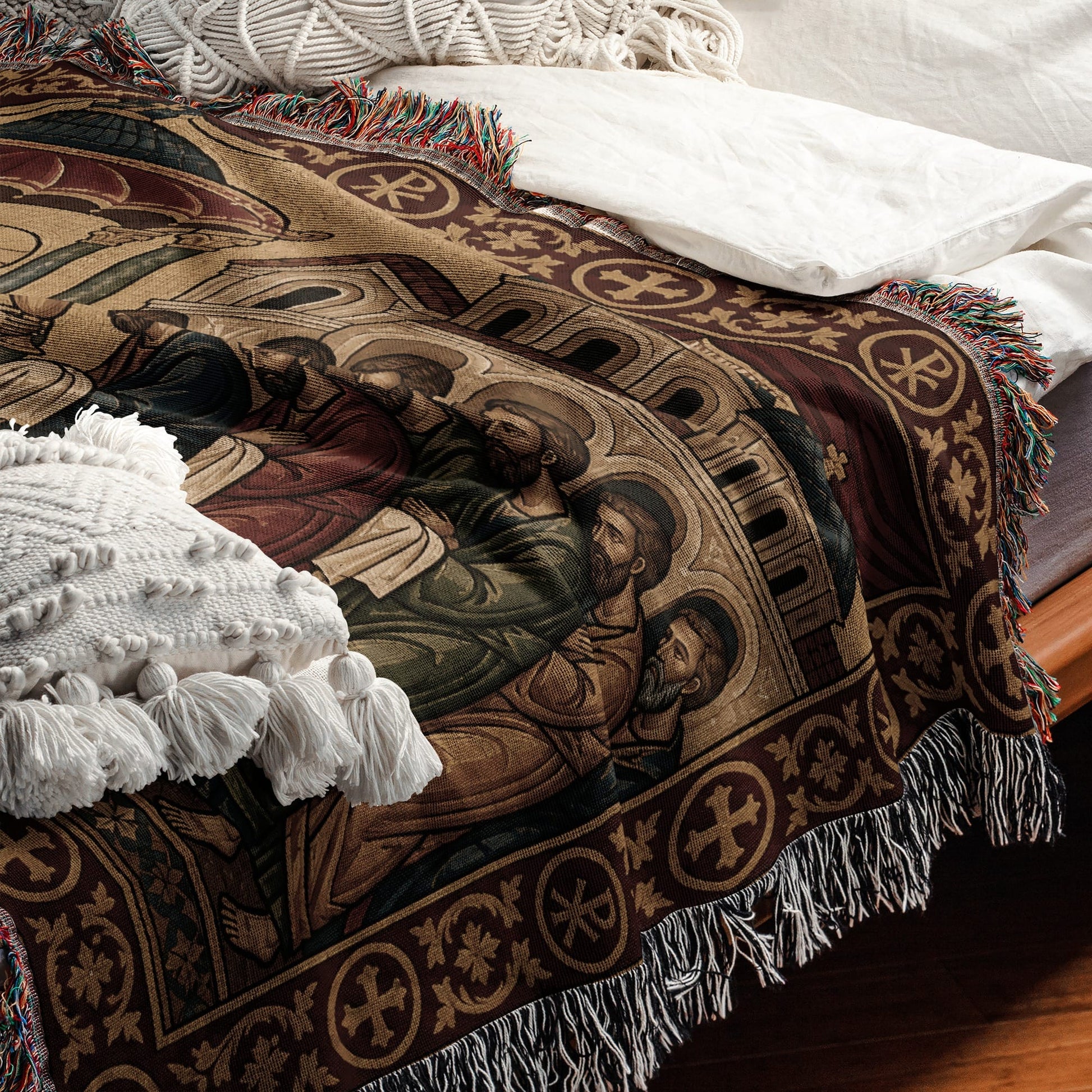 MyDesigns Communion of Apostles Horizontal Tapestry - Byzantine Icon jacquard woven blanket