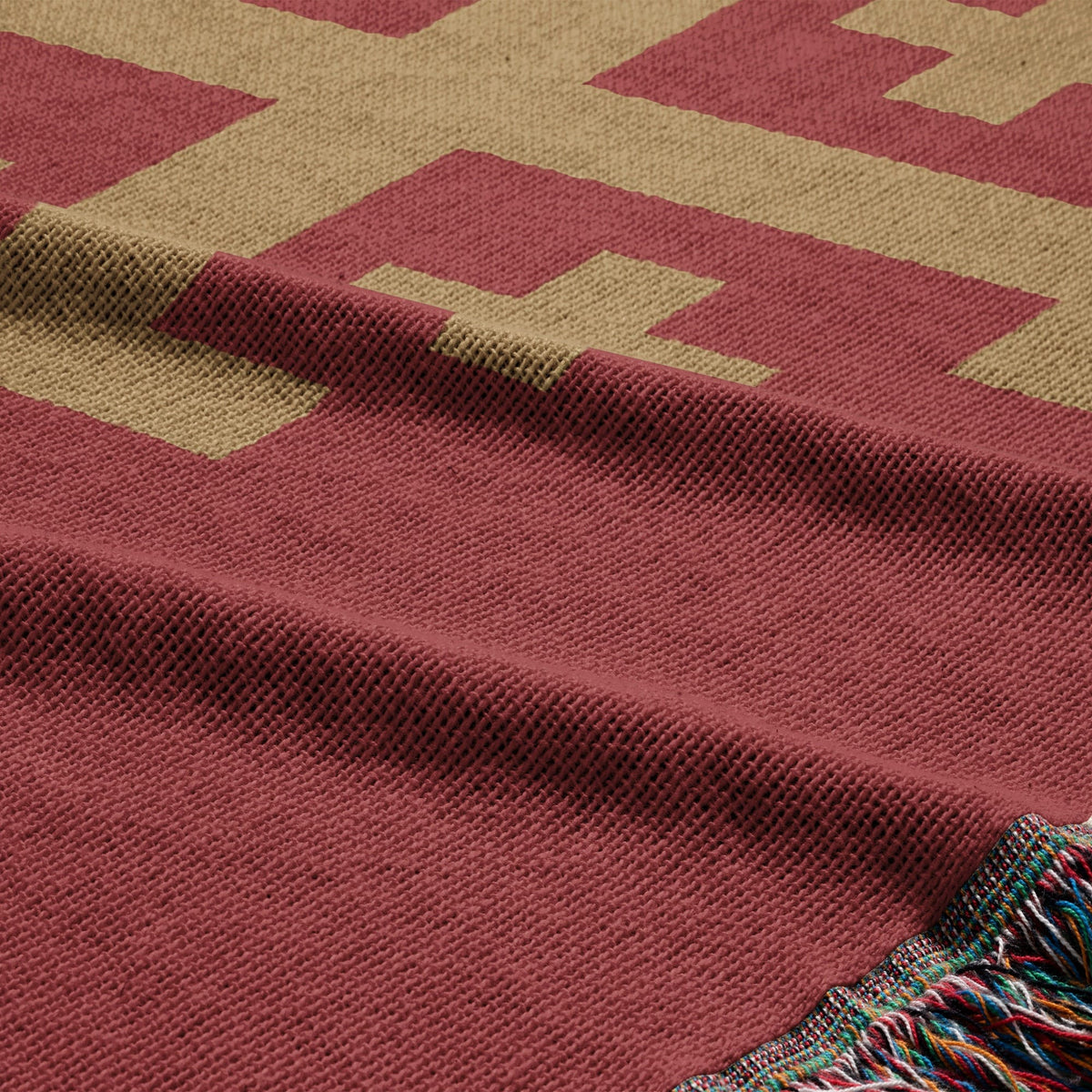 CalmNestStyle Jesus Is King Jerusalem Cross Woven Blanket jacquard woven blanket