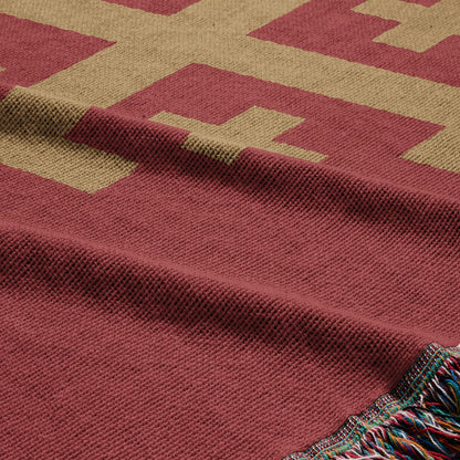 CalmNestStyle Jesus Is King Jerusalem Cross Woven Blanket jacquard woven blanket