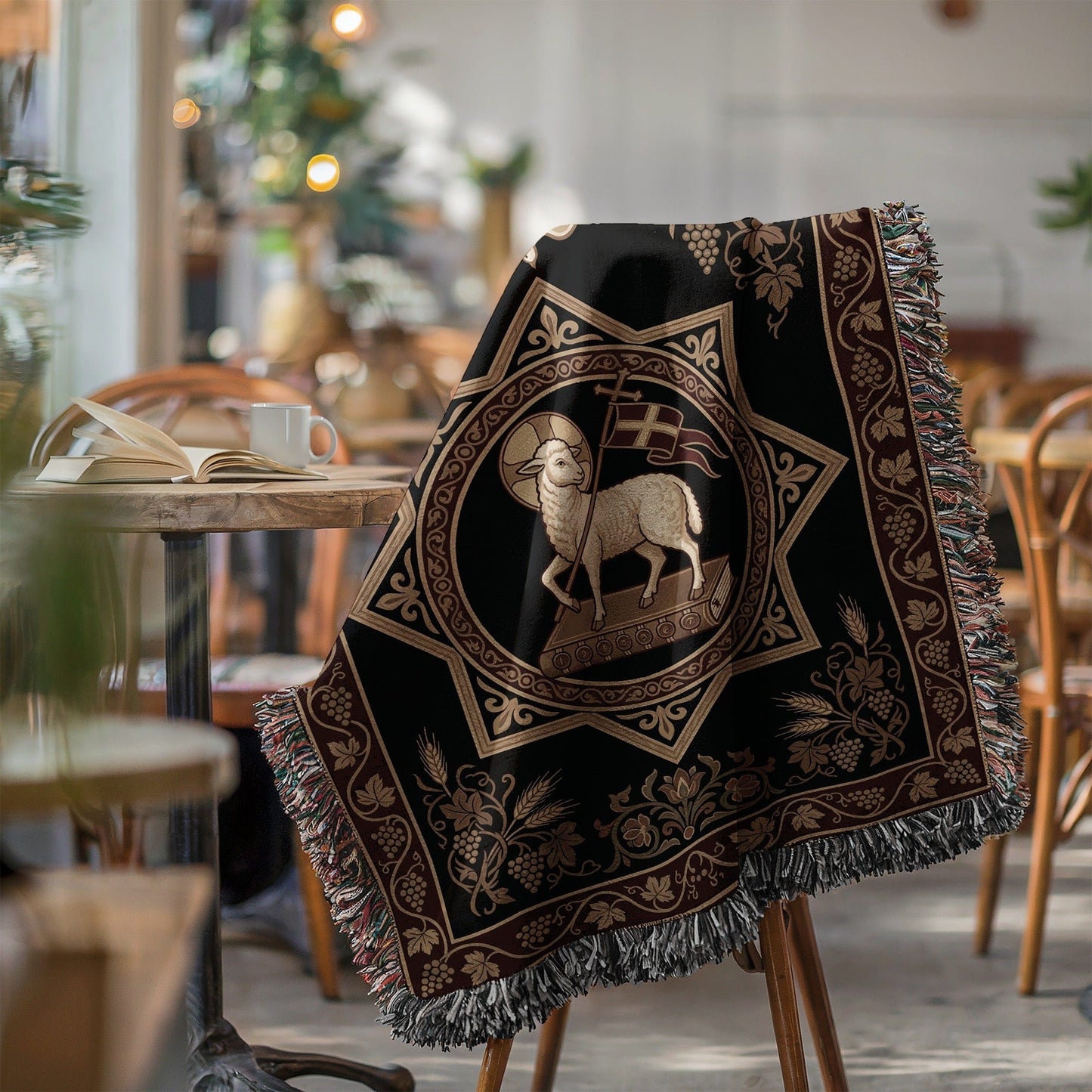 Luxurious Vintage Lamb Design Throw Blanket