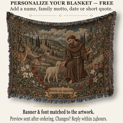 CalmNestStyle Saint Francis and the Animals jacquard woven blanket
