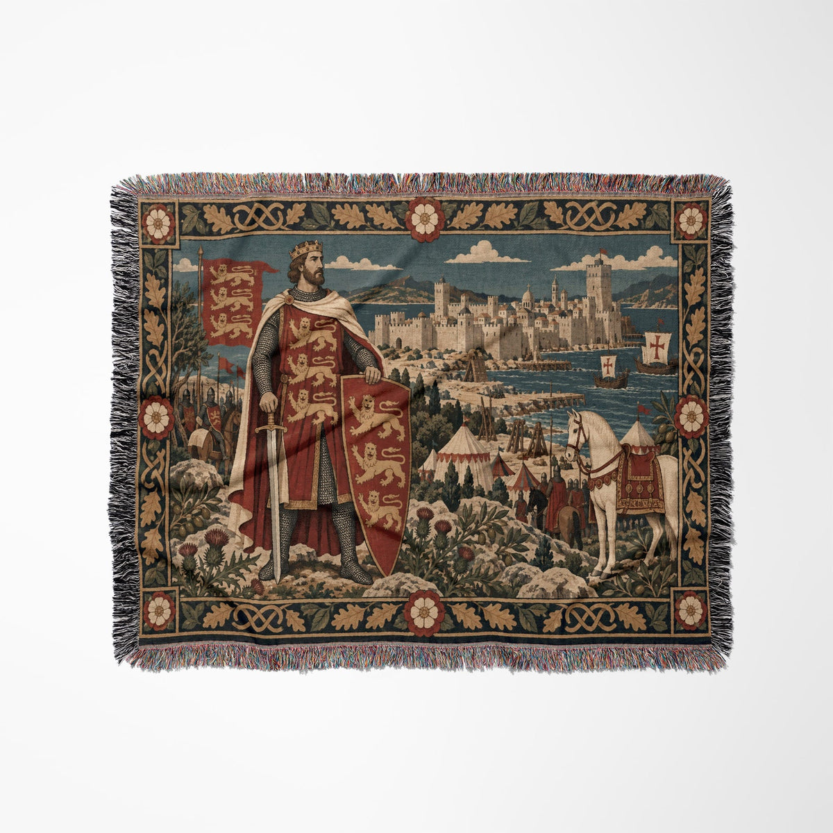 CalmNestStyle Richard the Lionheart at Acre jacquard woven blanket