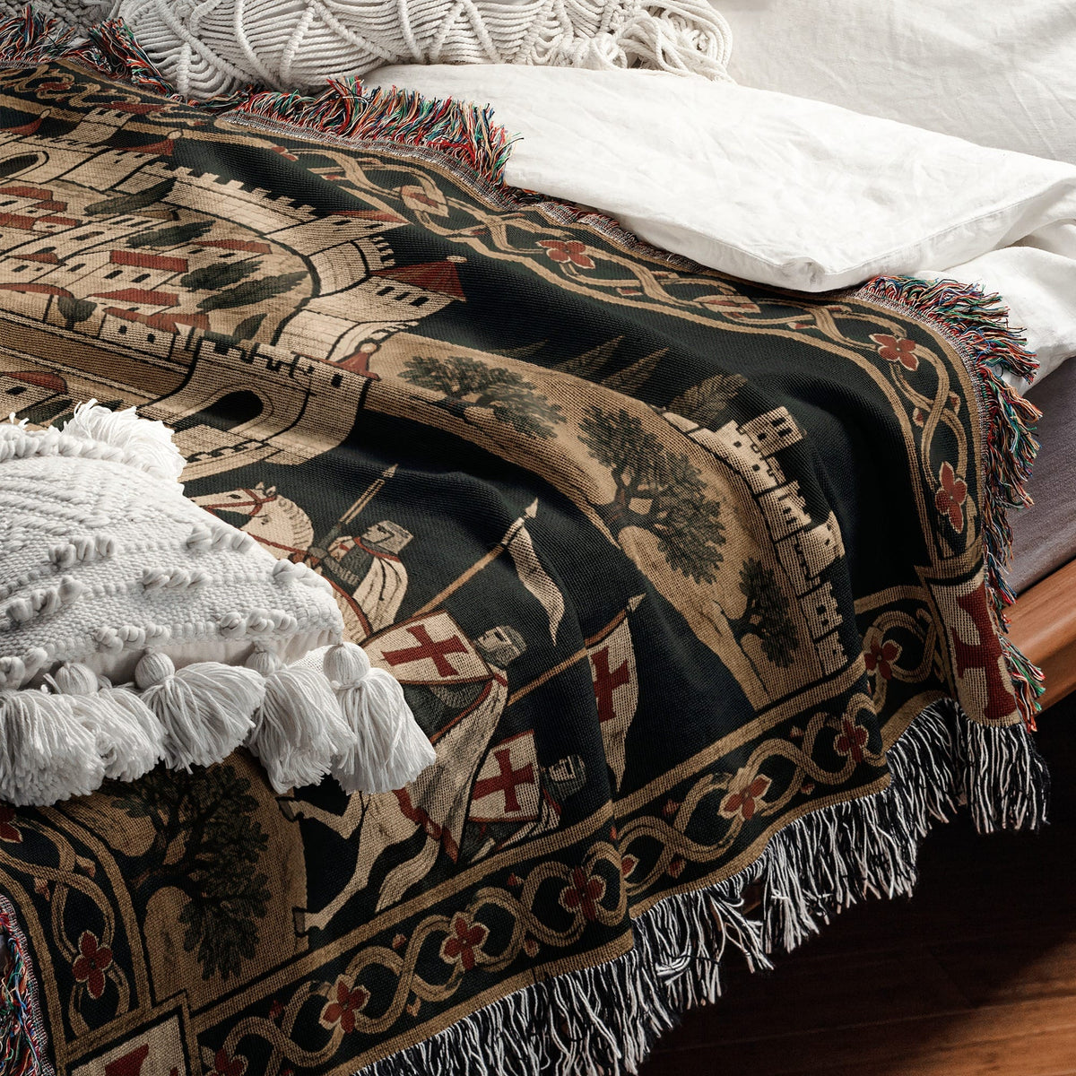 CalmNestStyle Crusader Jerusalem Round Map I Under the Star jacquard woven blanket