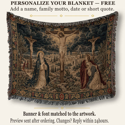 CalmNestStyle Golgotha Crucifixion Scene jacquard woven blanket