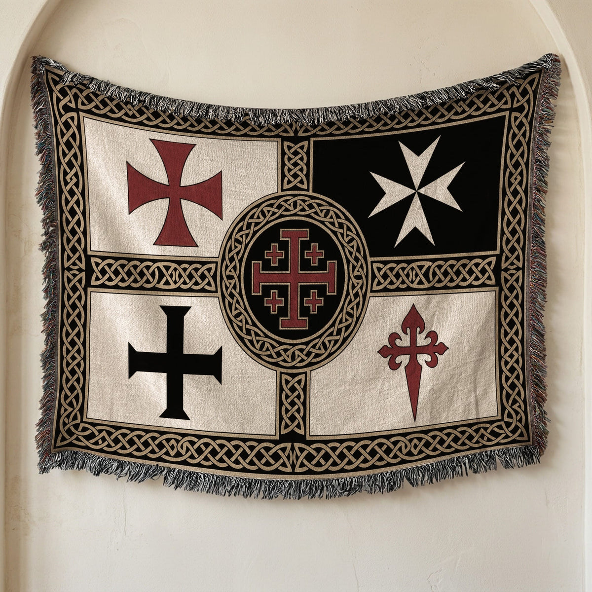 MyDesigns Medieval Tapestry Blanket – Order of Santiago & Crusader Orders Woven Throw jacquard woven blanket