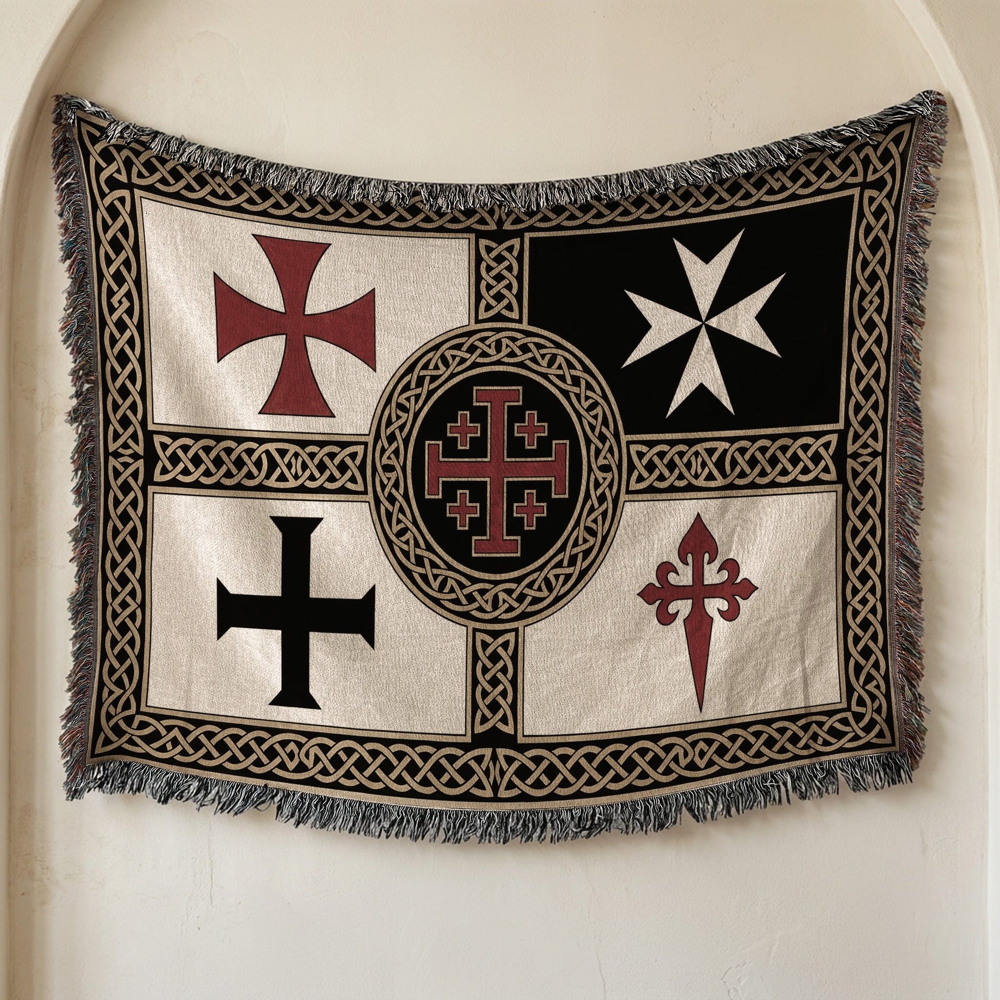 MyDesigns Medieval Tapestry Blanket – Order of Santiago & Crusader Orders Woven Throw jacquard woven blanket
