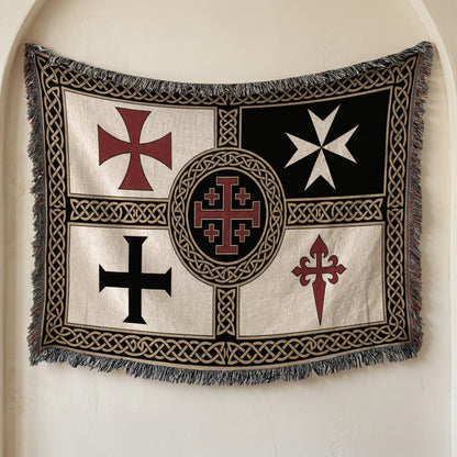 MyDesigns Medieval Tapestry Blanket – Order of Santiago & Crusader Orders Woven Throw jacquard woven blanket