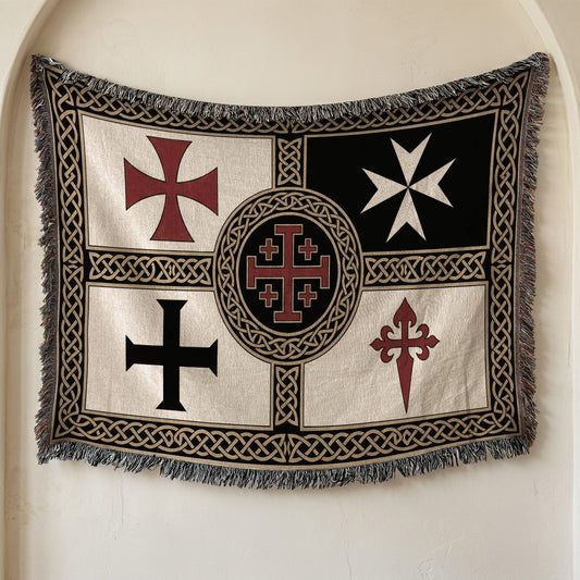 MyDesigns Medieval Tapestry Blanket – Order of Santiago & Crusader Orders Woven Throw jacquard woven blanket