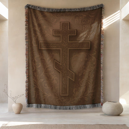 Ornate Cross Design Decorative Tapestry Blanket Product
